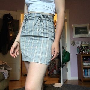 Lace up mini skirt
